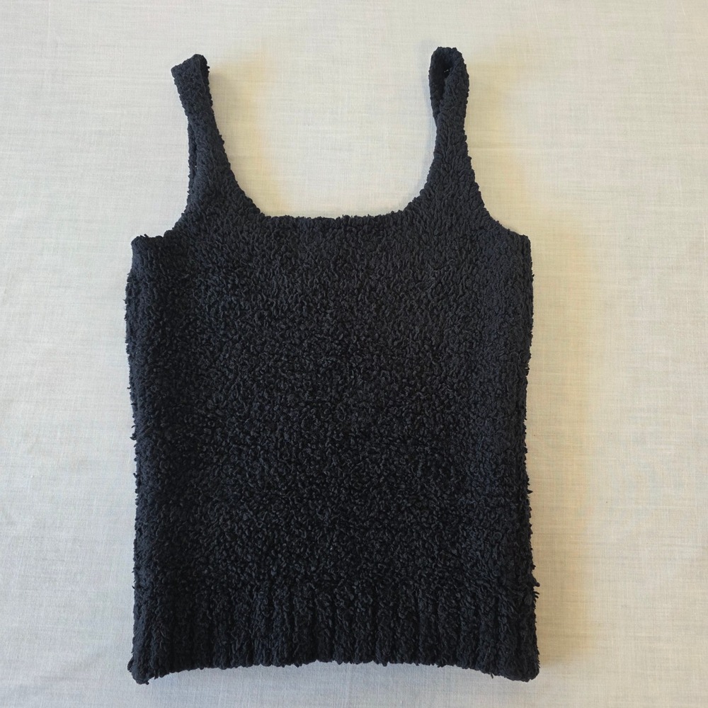 SKIMS Black Cozy Textured Tank Top